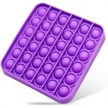 Jucarie senzoriala SIKS® cu bule de silicon Pop It Now, antistres, forma patrata, mov
