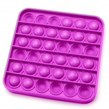 Jucarie senzoriala SIKS® cu bule de silicon Pop It Now, antistres, forma patrata, mov