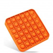 Jucarie senzoriala SIKS® cu bule de silicon Pop It Now, antistres, forma patrata, portocaliu