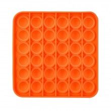 Jucarie senzoriala SIKS® cu bule de silicon Pop It Now, antistres, forma patrata, portocaliu