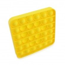 Jucarie senzoriala SIKS® cu bule de silicon Pop It Now, antistres, forma patrata, galben