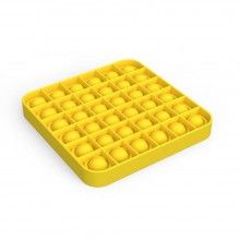 Jucarie senzoriala SIKS® cu bule de silicon Pop It Now, antistres, forma patrata, galben