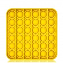 Jucarie senzoriala SIKS® cu bule de silicon Pop It Now, antistres, forma patrata, galben