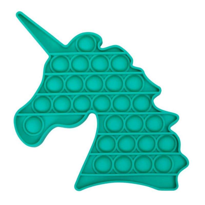Jucarie senzoriala SIKS® cu bule de silicon Pop It Now, antistres, forma unicorn, verde
