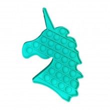 Jucarie senzoriala SIKS® cu bule de silicon Pop It Now, antistres, forma unicorn, verde