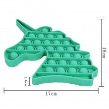 Jucarie senzoriala SIKS® cu bule de silicon Pop It Now, antistres, forma unicorn, verde