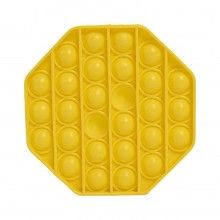 Jucarie antistres SIKS® senzoriala din silicon Pop It Now, pentru copii, impermeabila, forma octagonala, galben