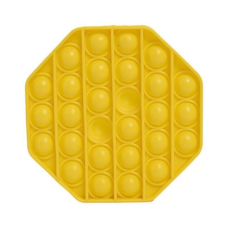Jucarie antistres SIKS® senzoriala din silicon Pop It Now, pentru copii, impermeabila, forma octagonala, galben