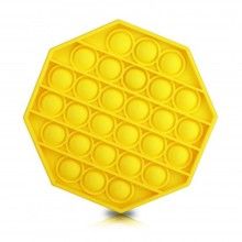 Jucarie antistres SIKS® senzoriala din silicon Pop It Now, pentru copii, impermeabila, forma octagonala, galben