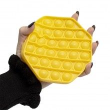 Jucarie antistres SIKS® senzoriala din silicon Pop It Now, pentru copii, impermeabila, forma octagonala, galben