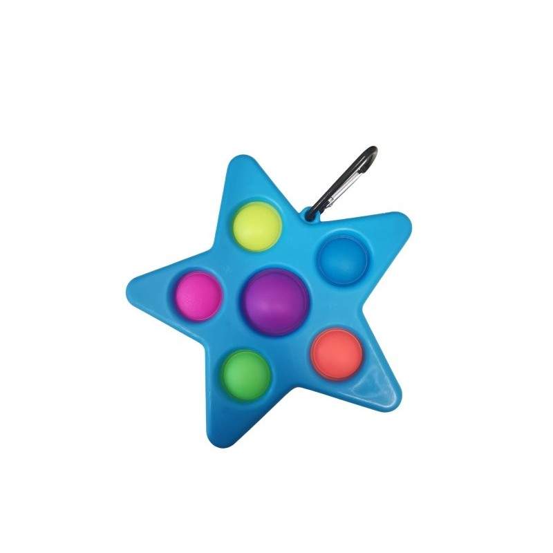 Jucarie pop it senzoriala SIKS® cu bule de silicon, antistres, forma de stea, albastru