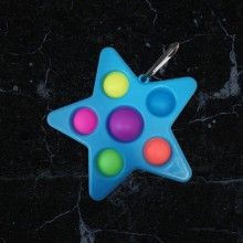 Jucarie pop it senzoriala SIKS® cu bule de silicon, antistres, forma de stea, albastru