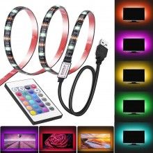 Banda led SIKS® pentru televizor, lumina ambientala, telecomanda, 5 m, lumini multicolore