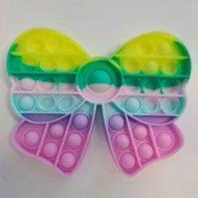 Jucarie antistres SIKS® senzoriala din silicon Pop It Now, pentru copii, impermeabila, forma funda, curcubeu pastel