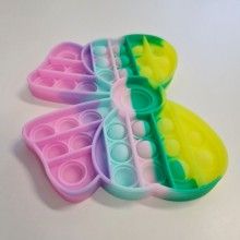 Jucarie antistres SIKS® senzoriala din silicon Pop It Now, pentru copii, impermeabila, forma funda, curcubeu pastel