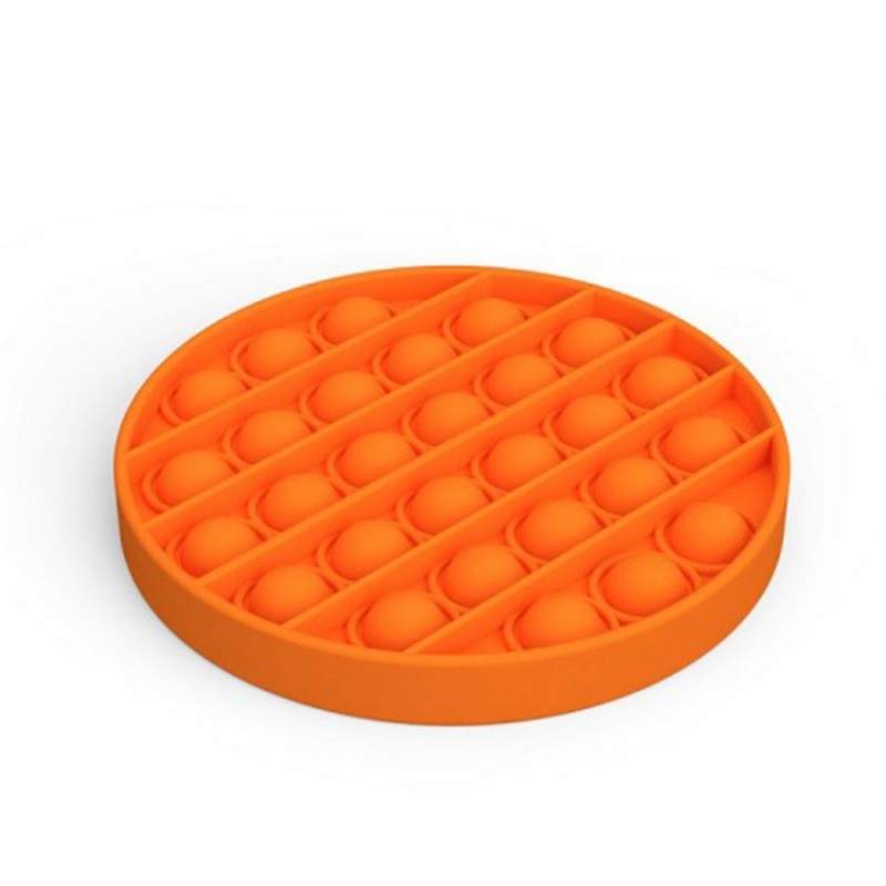 Jucarie senzoriala SIKS® cu bule de silicon Pop It Now, antistres, forma rotunda, portocaliu