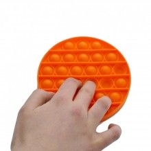 Jucarie senzoriala SIKS® cu bule de silicon Pop It Now, antistres, forma rotunda, portocaliu