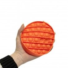 Jucarie senzoriala SIKS® cu bule de silicon Pop It Now, antistres, forma rotunda, portocaliu