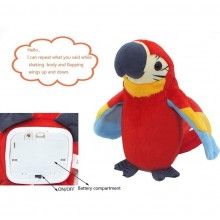 Papagal SIKS® vorbitor rosu, 20 cm, din plus