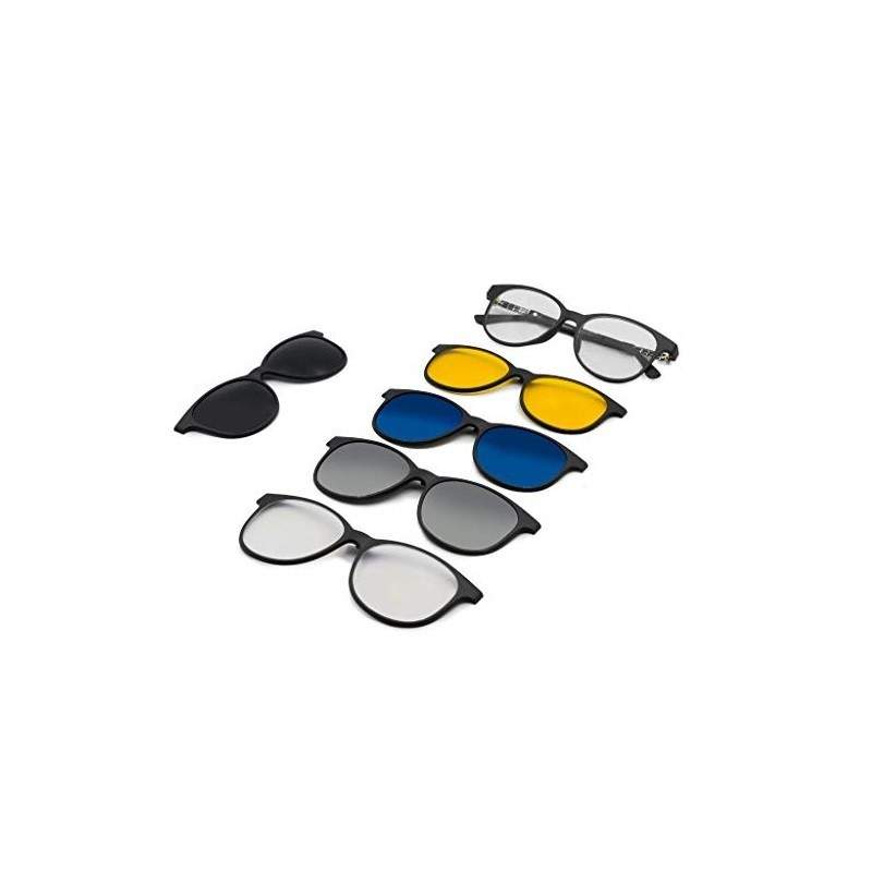 Ochelari de soare magnetici cu toc SIKS®, rama neagra, 5 in 1 Ochelari de soare magnetici cu toc SIKS®, rama neagra, 5 in 1