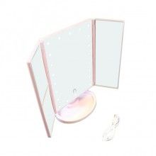 Oglinda SIKS® pentru make-up, marire x2, x3, rotire 180, cu baterii, roz