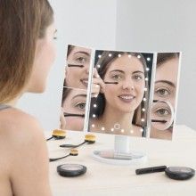 Oglinda SIKS® pentru make-up, marire x2, x3, rotire 180, cu baterii, alb