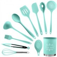 Set ustensile SIKS® de bucatarie, 11 piese, silicon, turcoaz