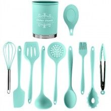 Set ustensile SIKS® de bucatarie, 11 piese, silicon, turcoaz