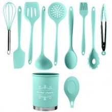 Set ustensile SIKS® de bucatarie, 11 piese, silicon, turcoaz
