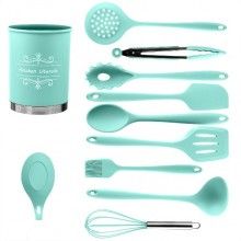 Set ustensile SIKS® de bucatarie, 11 piese, silicon, turcoaz