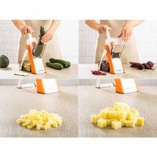 Feliator manual SIKS® tip mandolina, pliabil, 4 functii, alb/portocaliu