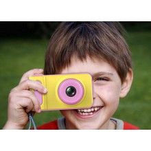 Aparat foto EDAR® pentru copii, galben cu roz, rezolutie HD, card de memorie 8 GB inclus