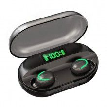 Casti tws wireless SIKS®, afisaj led, sunet HD, negre, bluetooth