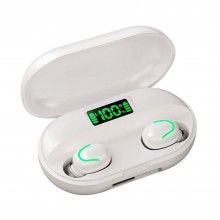 Casti tws wireless SIKS®, afisaj led, sunet HD, albe, bluetooth
