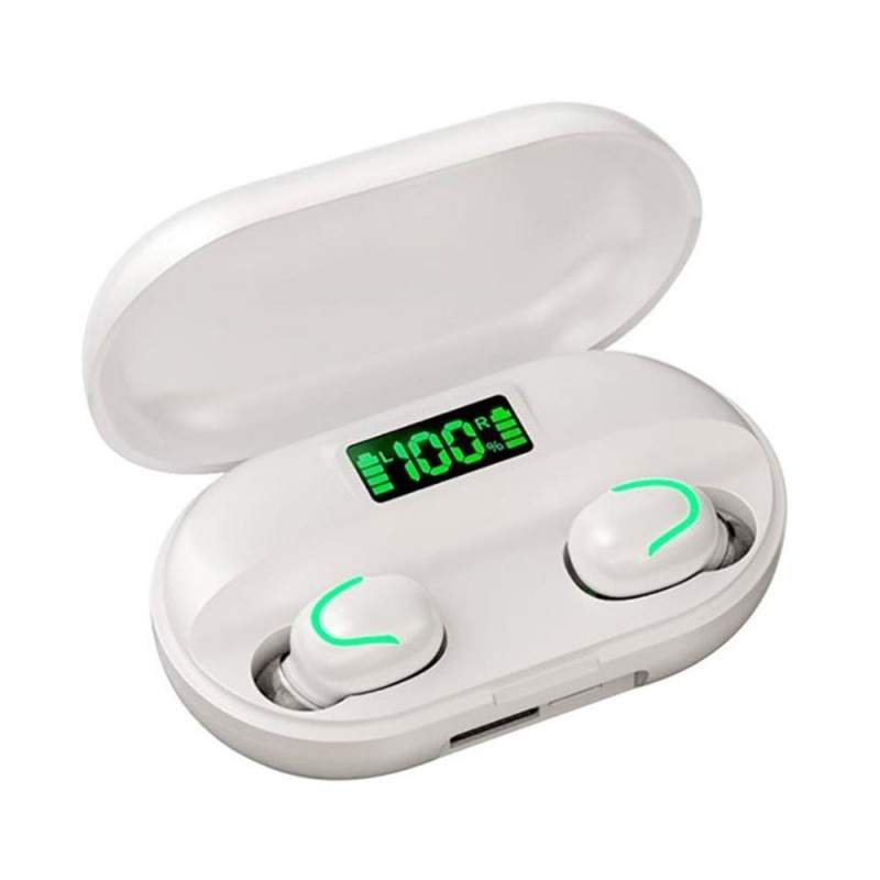 Casti tws wireless SIKS®, afisaj led, sunet HD, albe, bluetooth