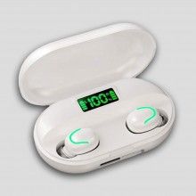 Casti tws wireless SIKS®, afisaj led, sunet HD, albe, bluetooth