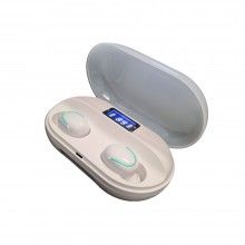 Casti tws wireless SIKS®, afisaj led, sunet HD, albe, bluetooth