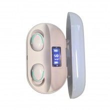 Casti tws wireless SIKS®, afisaj led, sunet HD, albe, bluetooth