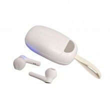 Casti Bluetooth SIKS®, 5.0, Microfon dual apel HD, display LED Inteligent, wireless, cutie pentru incarcare, albe