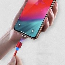 Cablu de incarcare SIKS® 3in1, magnetic, Lightning, Micro-USB, Type-C, Rosu