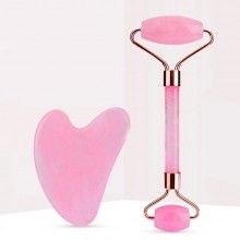 Set rola jad si gua sha pentru masaj facial si corporal SIKS®, piatra de Jad, efect de intinerire a pielii si drenaj limfatic...