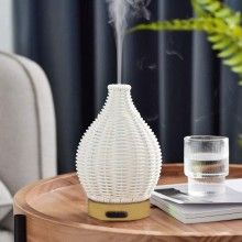 Umidificator aromaterapie SIKS® ultrasonic, difuzor de aroma 200 ml, cu telecomanda, alb
