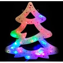 Decoratiune geam SIKS® ornament in forma de brad, iluminat led, alb