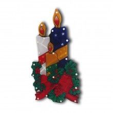 Decoratiune Craciun SIKS®, ornament pentru geam, 44 cm, lumanari cu stelute, cu luminite multicolore