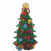 Decoratiune Craciun SIKS®, ornament pentru geam, Brad de Craciun, cu luminite multicolore