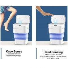 Cos de gunoi SIKS® smart pliabil, cu senzor de miscare, Alb / albastru
