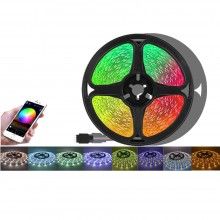 Kit Banda LED 5050 RGB SIKS®, Wi-Fi, Interior IP20, Control Din Telefon, Telecomanda, Lumina Multicolora, Joc de Lumini, 10 metr Kit Banda LED 5050 RGB SIKS®, Wi-Fi, Interior IP20, Control Din Telefon, Telecomanda, Lumina Multicolora, Joc de Lumini, 10 metr