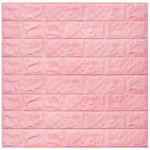 Tapet 3D Autoadeziv SIKS®, model caramida in relief, roz, design modern, rezistent la apa, usor de curatat, dimensiuni 77x70cm