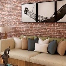 Tapet 3D Autoadeziv SIKS®, model caramida in relief, maro, design modern, rezistent la apa, usor de curatat, dimensiuni 77x70cm