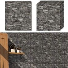 Tapet 3D Autoadeziv SIKS®, model piatra in relief, gri, design modern, rezistent la apa, usor de curatat, dimensiuni 77x70cm